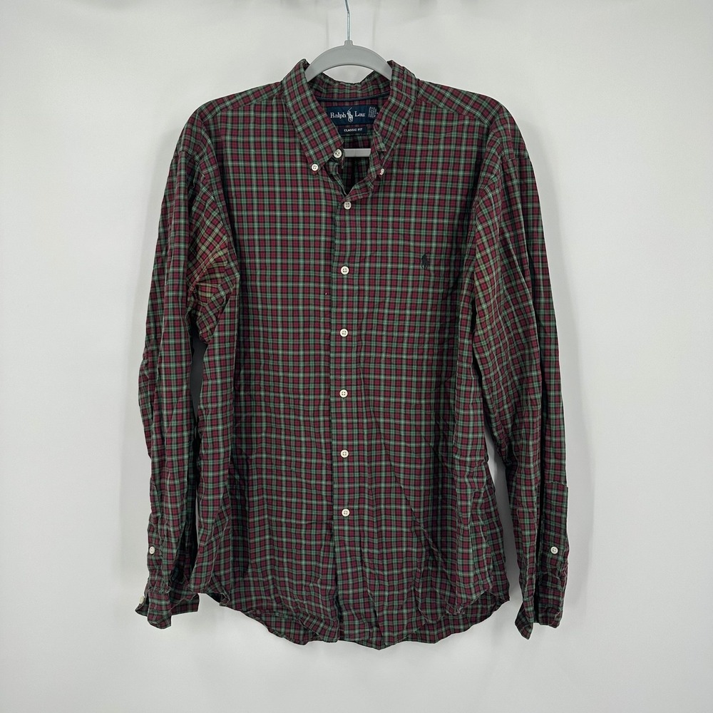 Ralph Lauren Mens Preppy Plaid Button Down Shirt Size XL Ivy League Hamptons